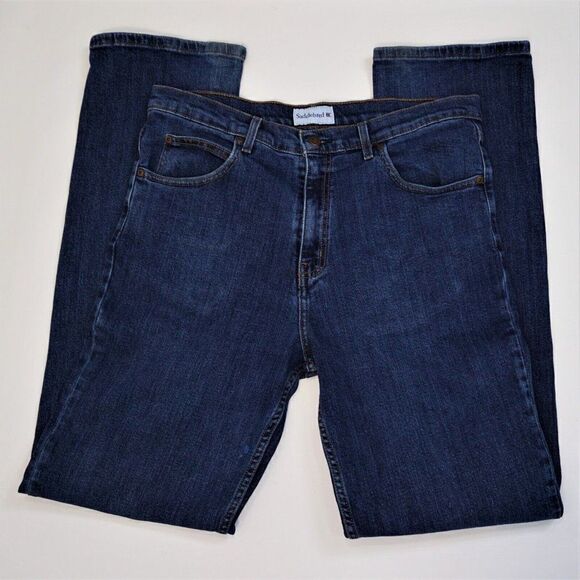 Saddlebred Denim Jeans Blue Relaxed Fit Straight Leg Stretch Mens Size 34x34 - Picture 5 of 9